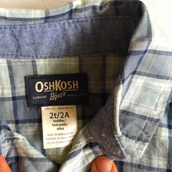 NEW oshkosh b'gosh plaid button down collared short sleeve shirt 2T boys - Picture 4 of 8